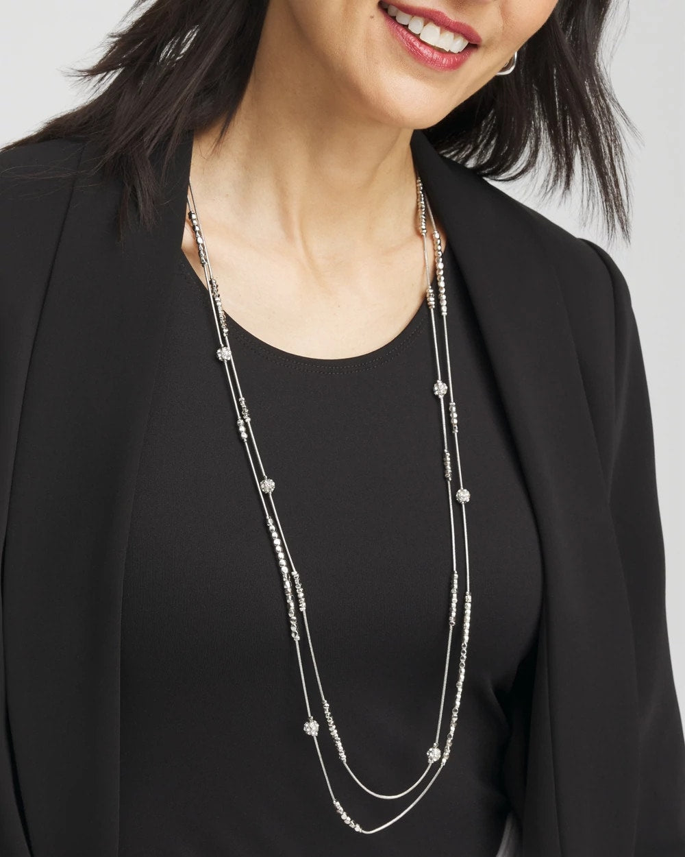 Chico's Sale Silver Hexie Multi-Strand Necklace