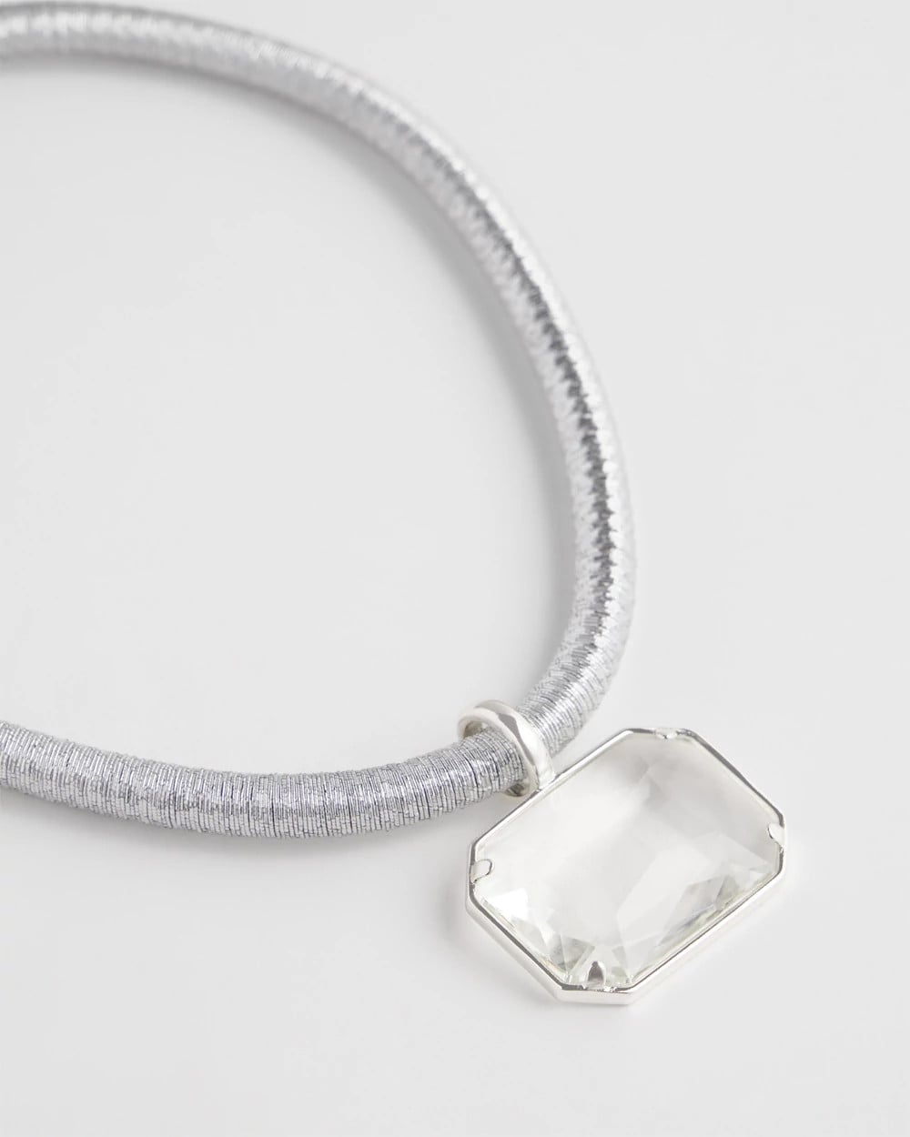Chico's For Sale Silver Silvertone Gem Pendant Cord Necklace