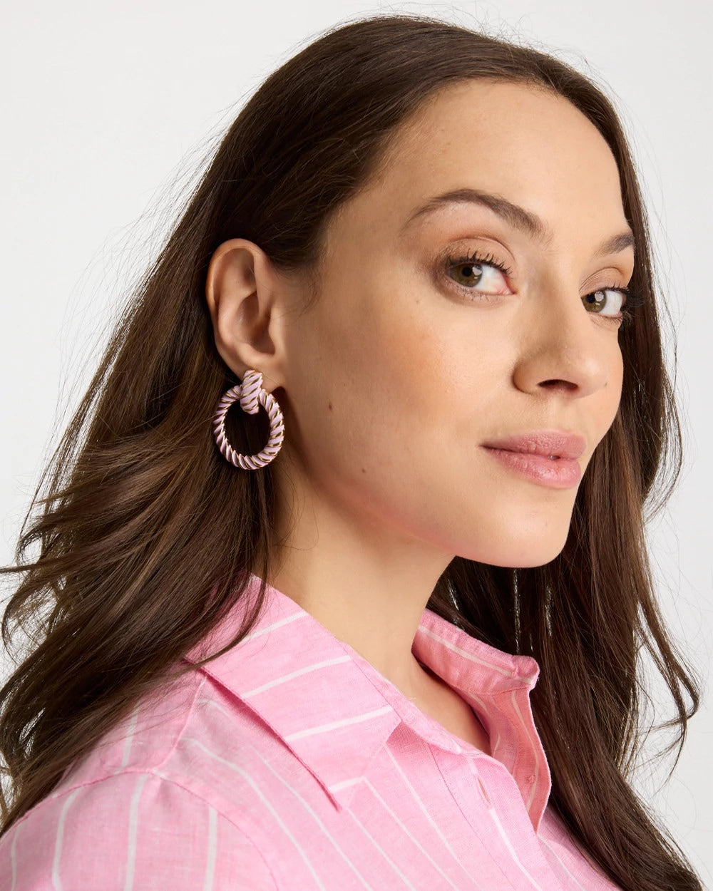 Chico's Online Pink Pink Twist Drop Hoop Earrings