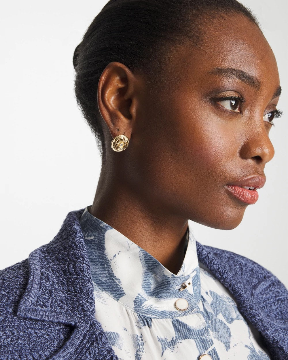Chico's Discount Gold Lucky Coin Flower Stud Earrings