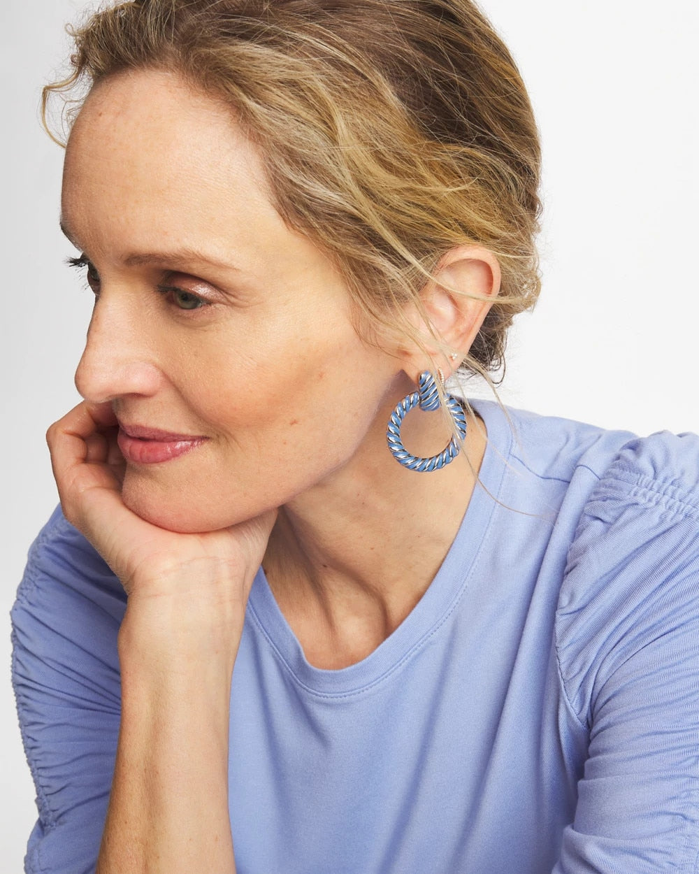 Chico's For Sale Blue Blue Twist Drop Hoop Earrings