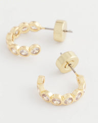 Chico's Online Gold Goldtone Crystal Mini Hoop Earrings