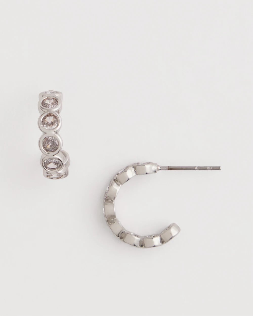 Chico's Discount Silver Silvertone Crystal Mini Hoop Earrings