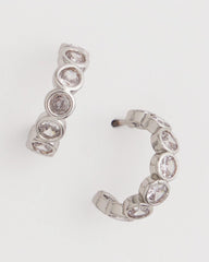 Chico's Discount Silver Silvertone Crystal Mini Hoop Earrings