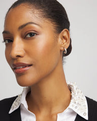 Chico's Discount Silver Silvertone Crystal Mini Hoop Earrings