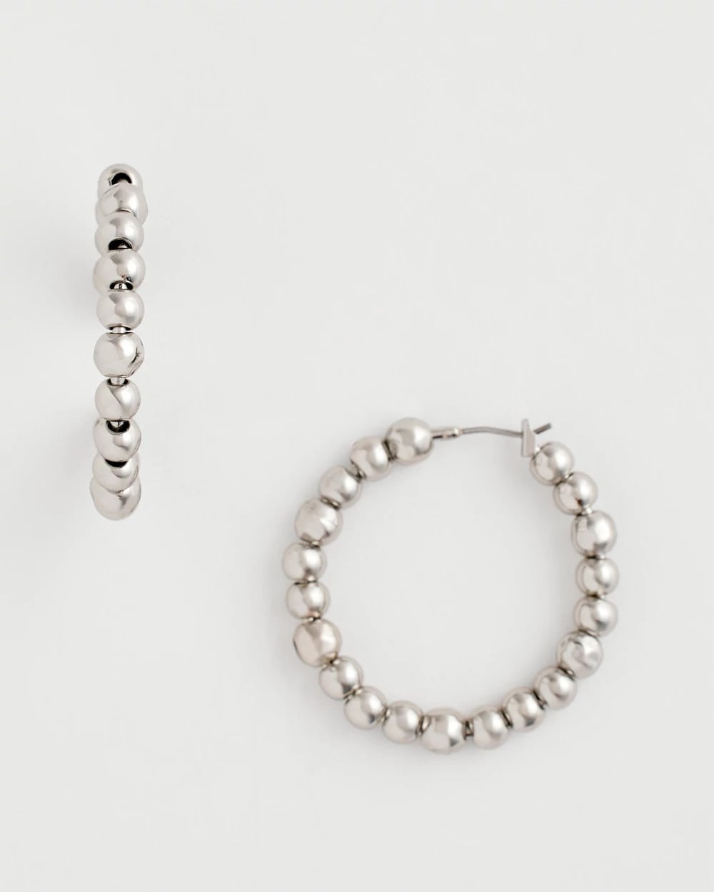Chico's Outlet Silver Silvertone Beaded Hoop Earrings