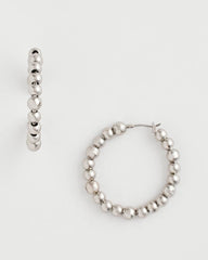 Chico's Outlet Silver Silvertone Beaded Hoop Earrings