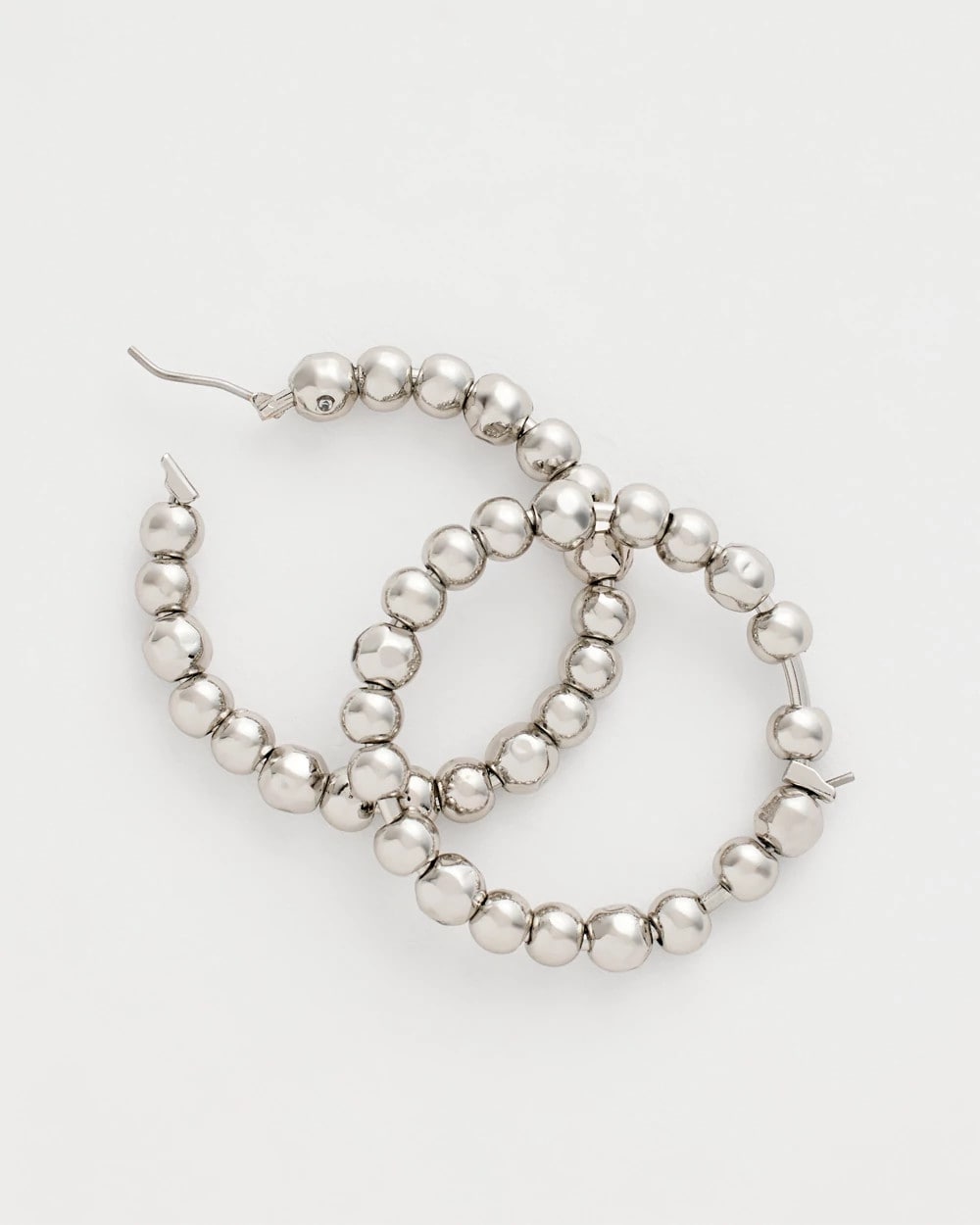 Chico's Outlet Silver Silvertone Beaded Hoop Earrings