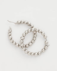 Chico's Outlet Silver Silvertone Beaded Hoop Earrings