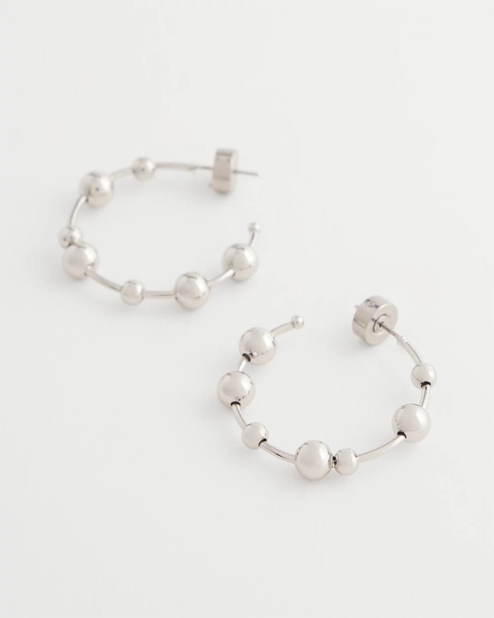 Chico's Discount Silver Silvertone Beaded Hoop Earrings
