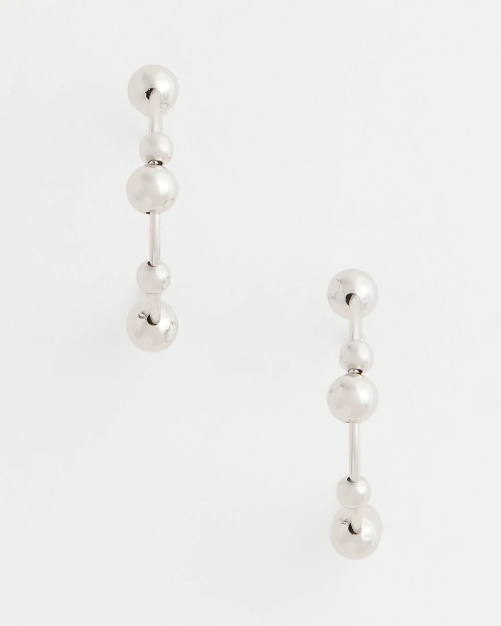 Chico's Discount Silver Silvertone Beaded Hoop Earrings