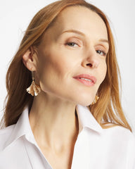 Chico's Outlet Gold Ginkgo Leaf Fishwire Earrings