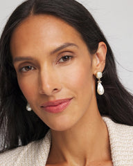 Chico's Outlet Neutral Faux Pearl Drop Earrings