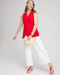 Chico's For Sale Red Glow Textured Sleeveless V-Neck Tunic