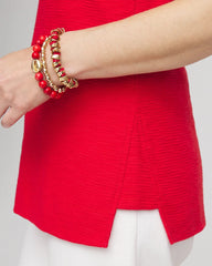 Chico's For Sale Red Glow Textured Sleeveless V-Neck Tunic