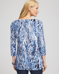 Chico's Sale Classic Navy Animal Print Square Neck Tunic