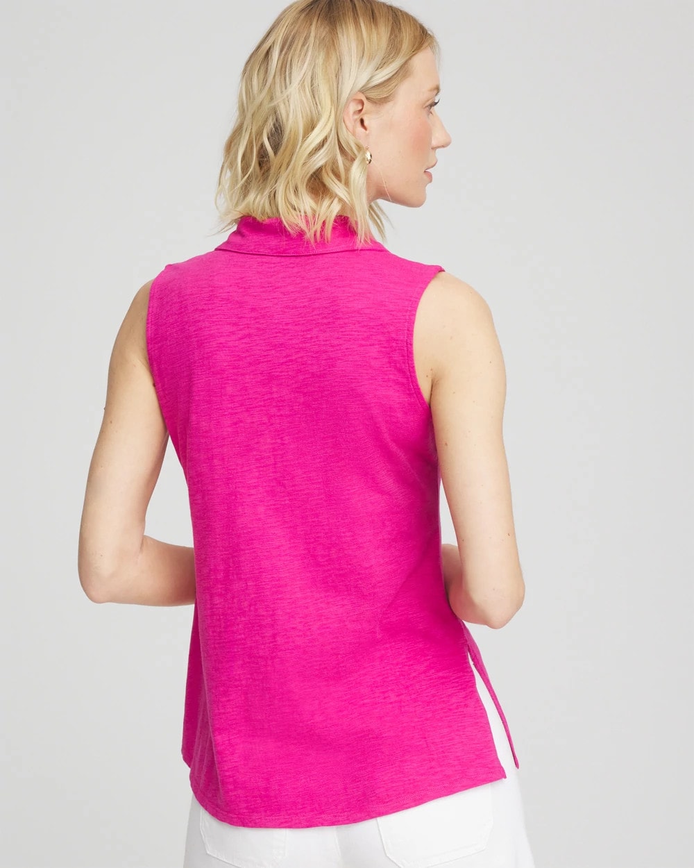 Chico's On Sale Crushed Berries Slub Sleeveless Collared Tunic
