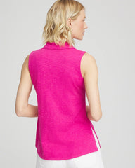 Chico's On Sale Crushed Berries Slub Sleeveless Collared Tunic